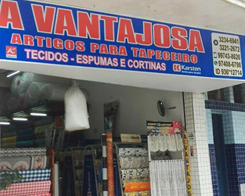 Fachada da loja A Vantajosa em Santos/SP - Mais de 50 anos de tradição